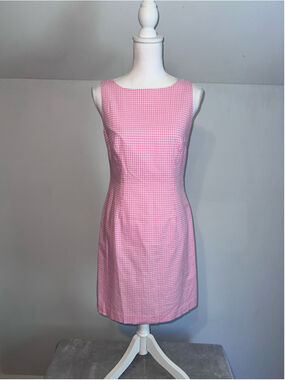 Women's Moda Intl Pink White Gingham Sleeveless Mini Dress S